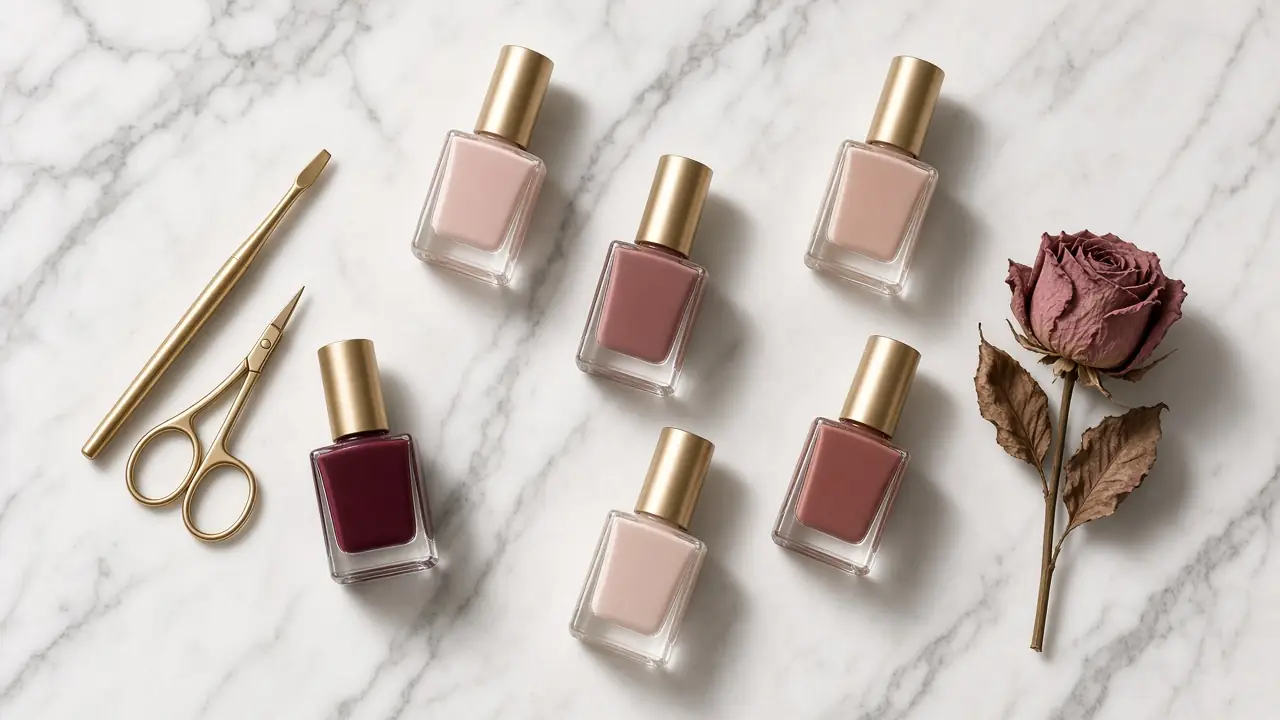 Illustrative image: nail polish bottles on marble